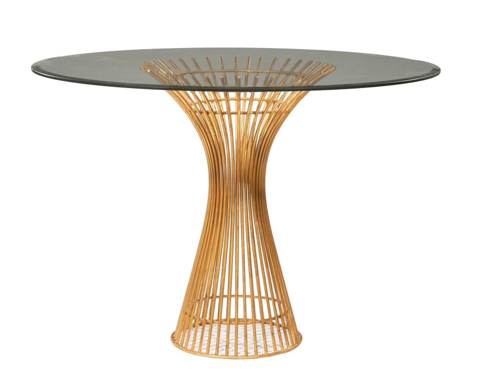 Appraisal: Warren Platner-Style Steel and Glass Table th c beveled glass