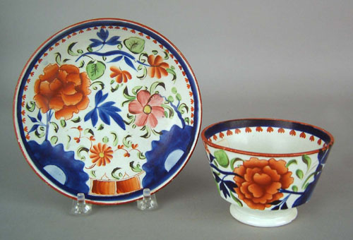 Appraisal: Gaudy Dutch cup and saucer th c in a double