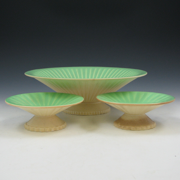 Appraisal: Cowan April Green Old Ivory Bowls Three Lot of three