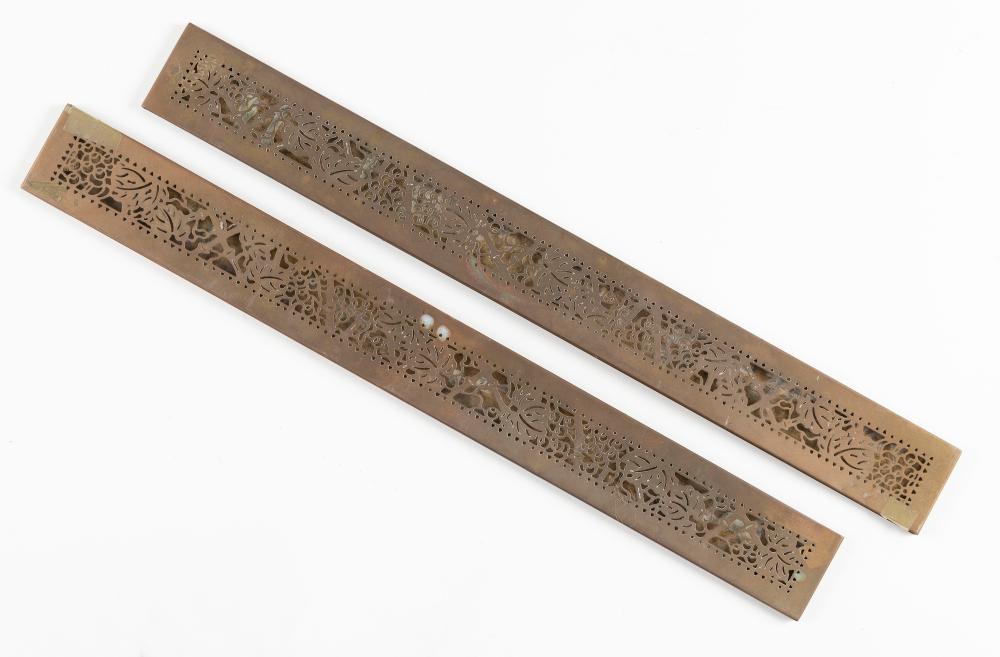 Appraisal: PAIR OF TIFFANY BRONZE DESK BLOTTER ENDS EARLY TH CENTURY