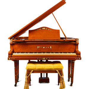 Appraisal: An Edwardian Allingham Maple Baby Grand Piano EARLY TH CENTURY