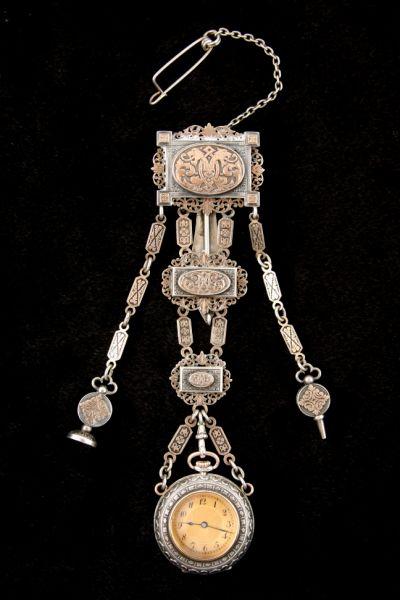 Appraisal: French Watch Chatelaine early th c nd standard silver the