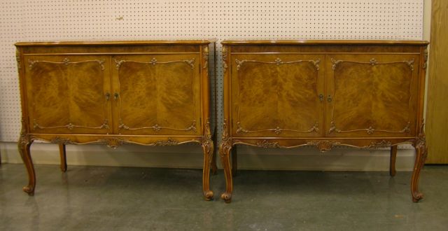 Appraisal: Pair of Romweber French style two door servers in olive