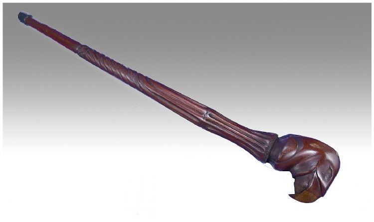 Appraisal: Heavy Wooden Carved Hawk Handled Walking Stick inches in length