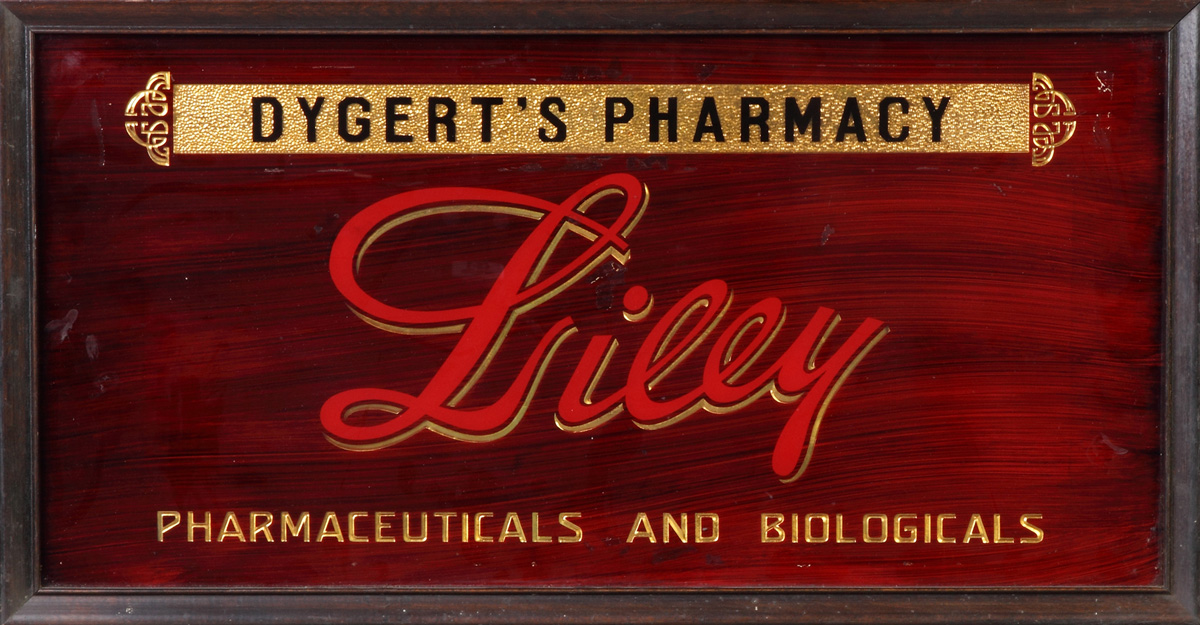 Appraisal: Dygert's Pharmacy Vintage Reverse Painted Sign