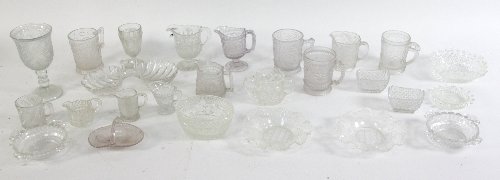 Appraisal: A large collection of pressed glass including jugs mugs dishes