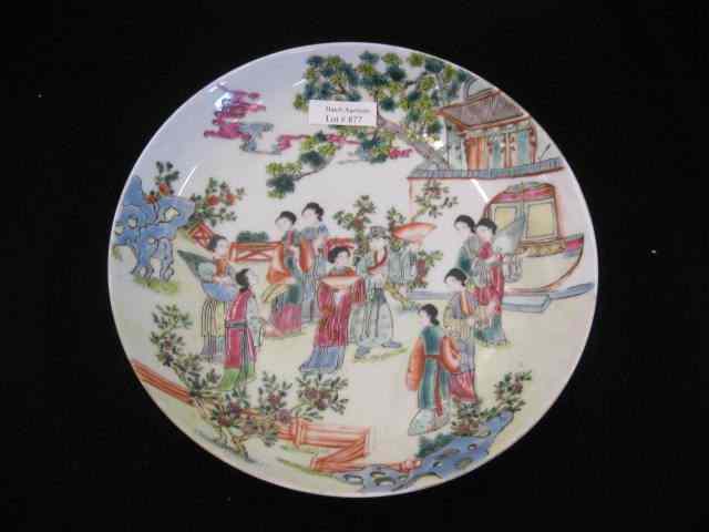 Appraisal: Chinese Famille Rose Porcelain Bowl villagers '' signed excellent