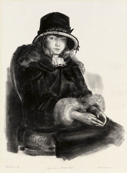 Appraisal: GEORGE BELLOWS Anne in a Black Hat Lithograph - x