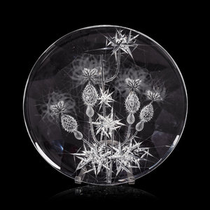 Appraisal: An Etched Glass Charger th Century Diameter inches Property from