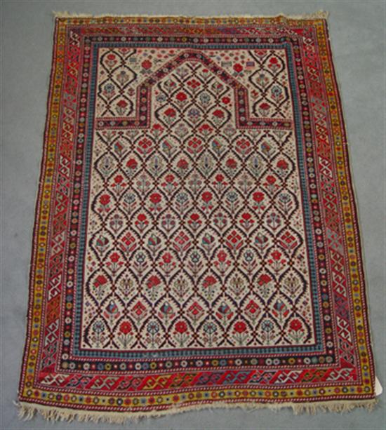 Appraisal: Antique Persian Shirvan Prayer Rug Some wear with pucker at