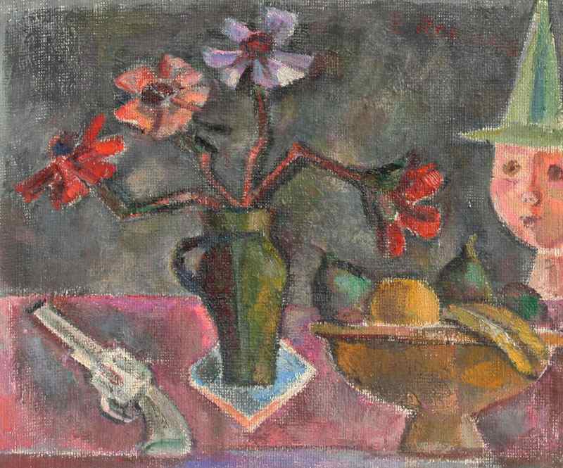 Appraisal: ROMANO Emanuel American - Still life with Gun OIL Canvas