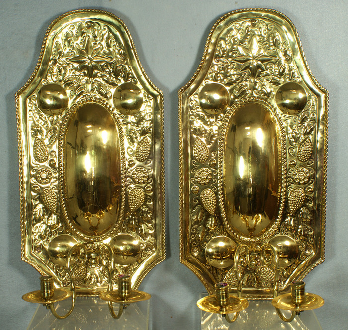 Appraisal: Lg pr polished brass sconces - h th - th