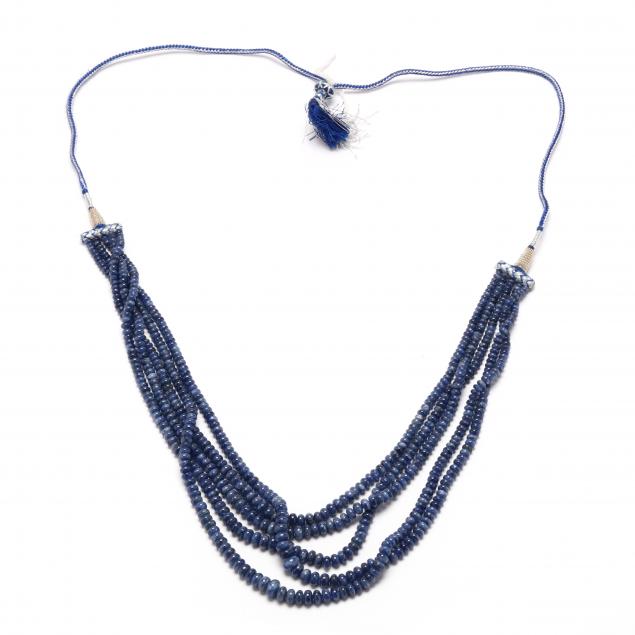 Appraisal: Multi-Strand Sapphire Bead Necklace Necklace comprised of five strands of