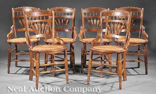 Appraisal: A Suite of Six American Eastlake Walnut Side Chairs late