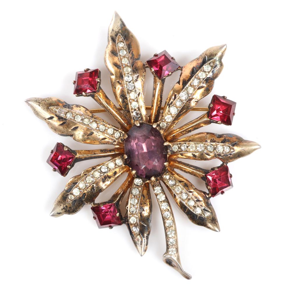 Appraisal: EISENBERG ORIGINAL STERLING VERMEIL DIMENSIONAL FLOWER BROOCH WITH LARGE LAVENDER