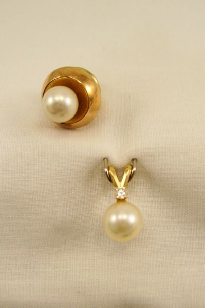 Appraisal: pcs kt Gold Pearl Jewelry Lot Includes Pearl tie tack