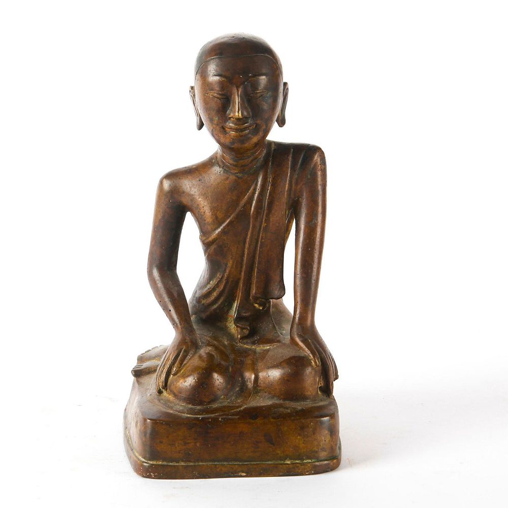 Appraisal: TH CENTURY BURMESE BRONZE DISCIPLE OF BUDDHA FIGURE A smiling