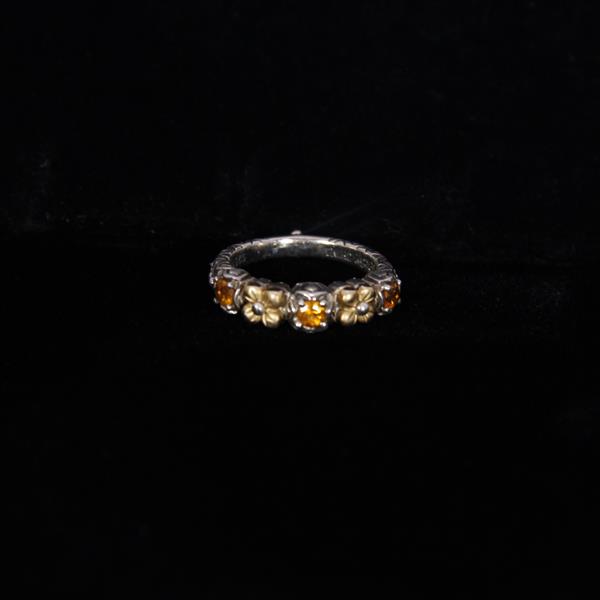 Appraisal: Barbara Bixby Designer Sterling Silver K Gold and Citrine Floral