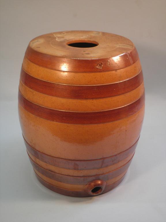 Appraisal: A thC stoneware barrel with banded decoration cm high