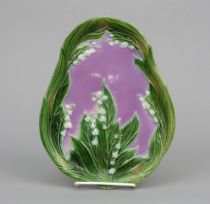 Appraisal: Victorian Majolica Plate English late th Century Lilies of the