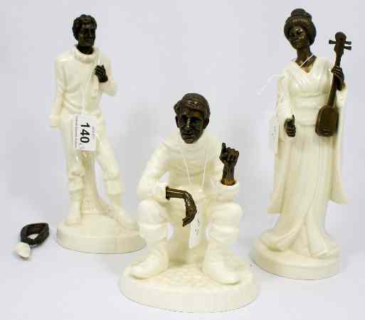 Appraisal: Minton Bronze and Ivory Figures The Fisherman hand broke and