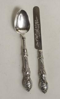 Appraisal: Sterling Silver Knife and Spoon Birmingham OT Gross