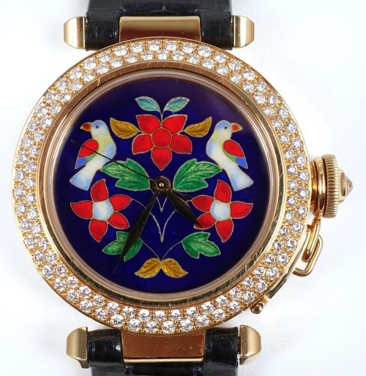 Appraisal: Limited edition cloisonne enamel k gold with diamonds Cartier Pasha