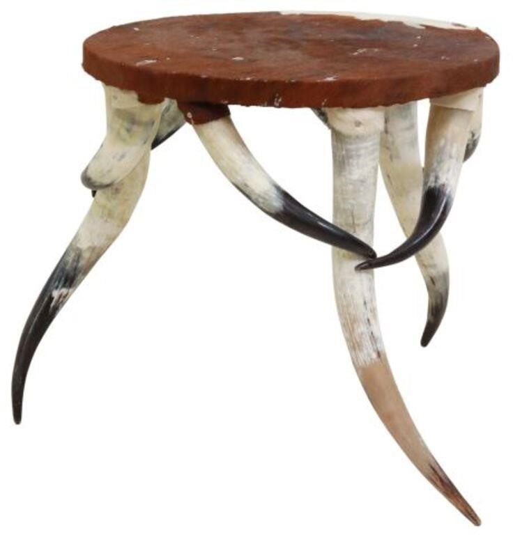 Appraisal: Horn and Cowhide circular top table last quarter th c