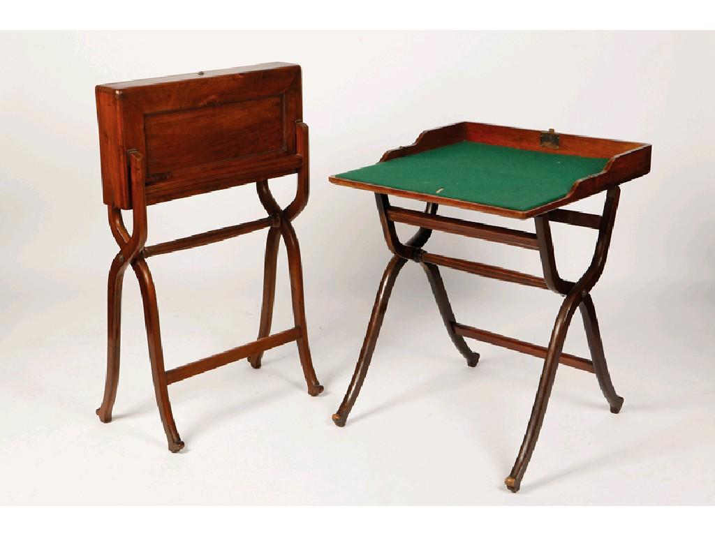 Appraisal: A PAIR OF TH CENTURY MAHOGANY FOLDING WRITING DESKS each