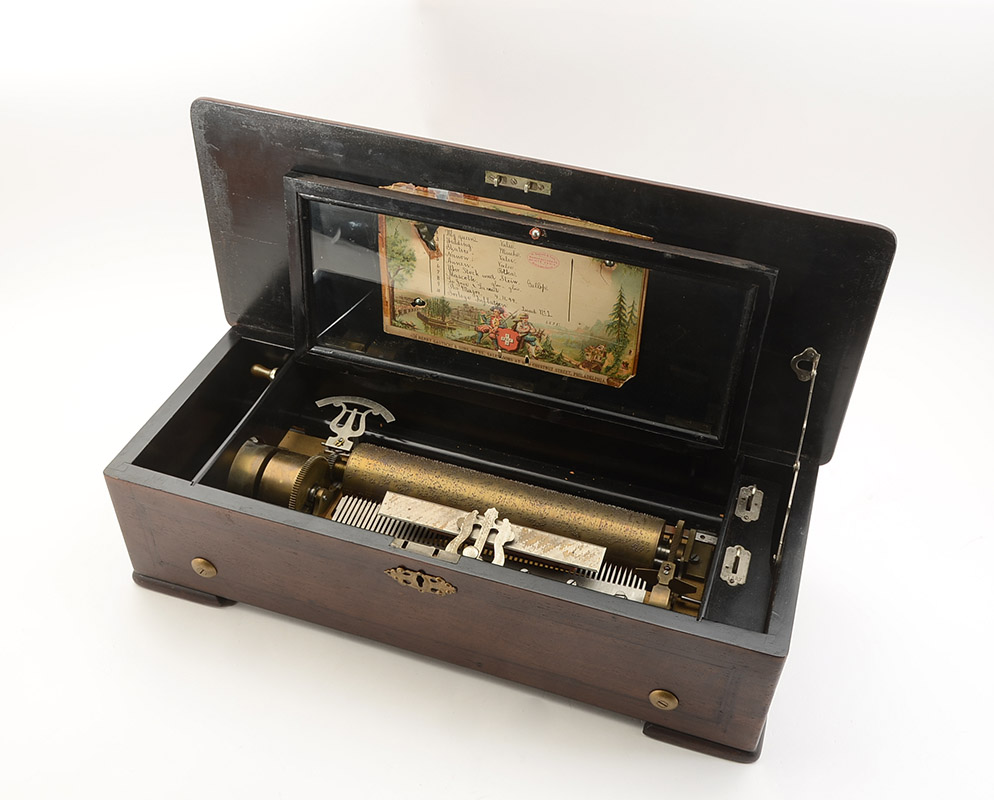 Appraisal: GAUTSCHI SONS INLAID CYLINDER ROLL MUSIC BOX Retailed by Henry