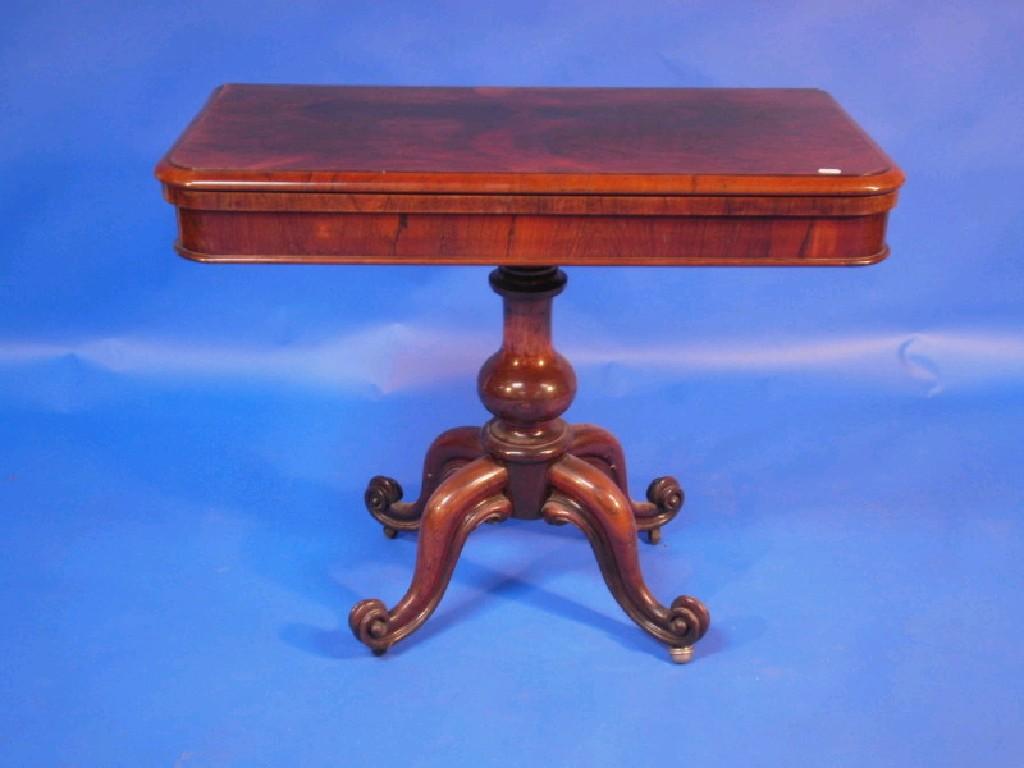 Appraisal: An early thC rose wood fold-over card table with moulded