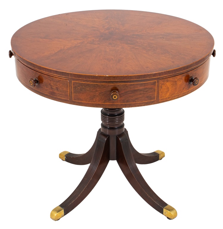 Appraisal: REGENCY STYLE MAHOGANY RENT OR DRUM TABLE Regency style mahogany