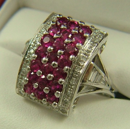 Appraisal: RUBY DIAMOND AND FOURTEEN KARAT WHITE GOLD RING set with