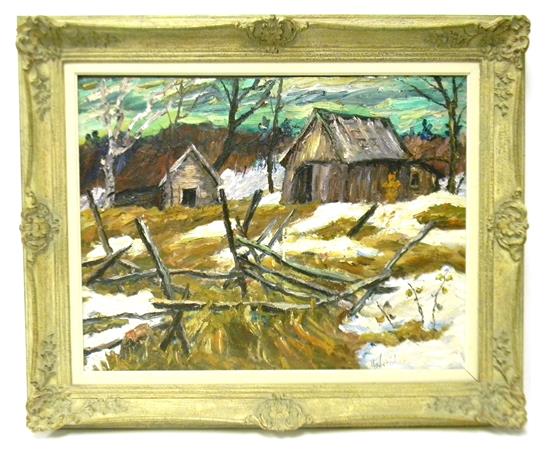 Appraisal: Robert Shaw American th C oil on board winter landscape