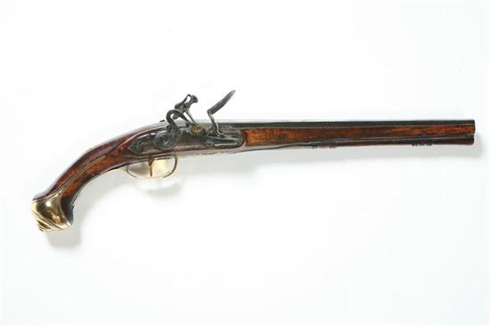 Appraisal: ENGLISH FLINTLOCK PISTOL Nineteenth century Octagon to round barrel Lock