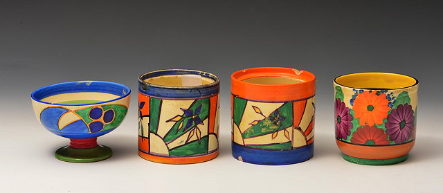 Appraisal: Clarice Cliff British - Two pots a bowl and a