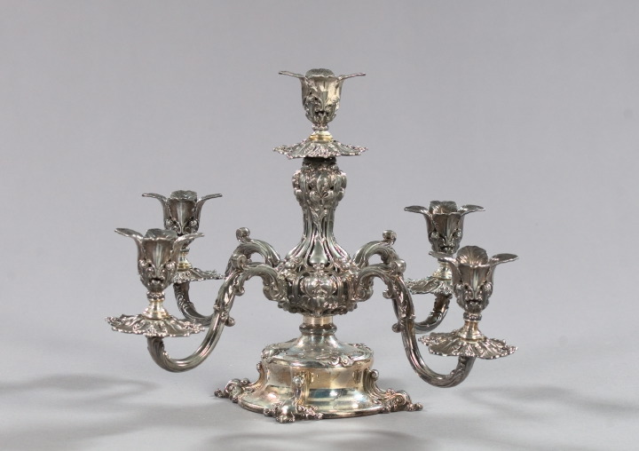 Appraisal: Elaborate Reed and Barton Silverplate Five-Arm Candelabra first quarter th