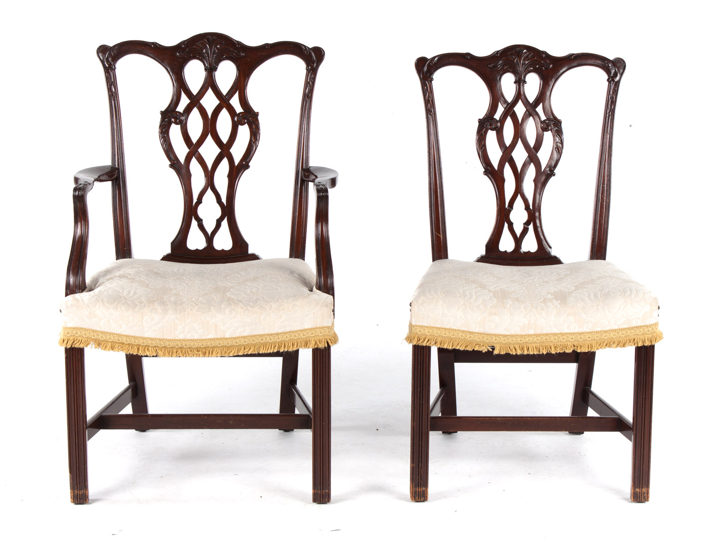 Appraisal: Eight Chippendale style chairs comprising two arm and six sides