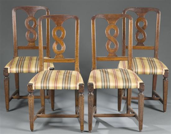 Appraisal: Set of four continental dining chairs th century Each with