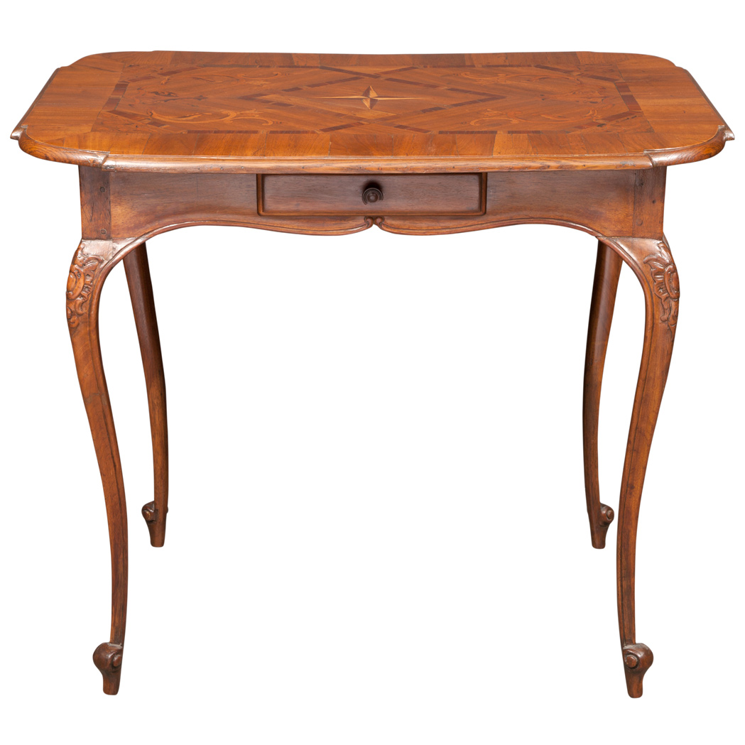 Appraisal: Italian Rococo Style Marquetry and Parquetry Inlaid Walnut Center Table