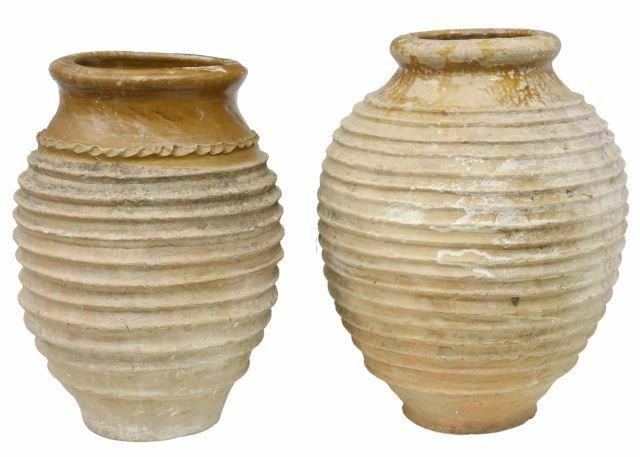 Appraisal: lot of Large Spanish terracotta olive jars th c having