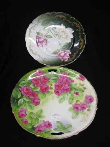 Appraisal: pcs Floral China Bavarian hand-painted cake plate Rosenthal floral ''