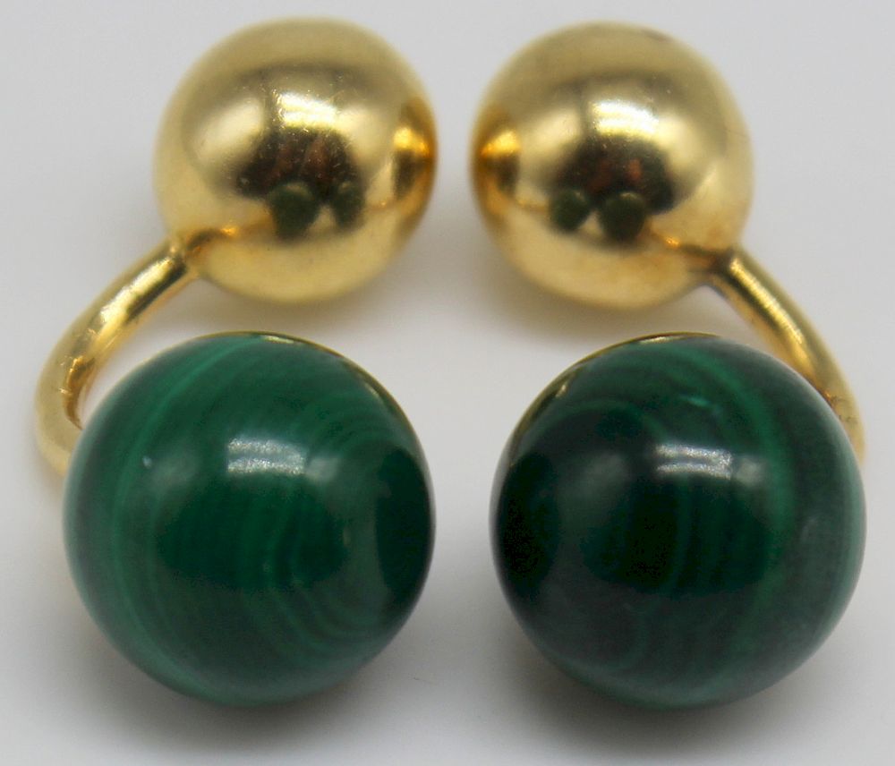 Appraisal: JEWELRY Cartier kt Gold and Malachite Cufflinks Cartier kt yellow