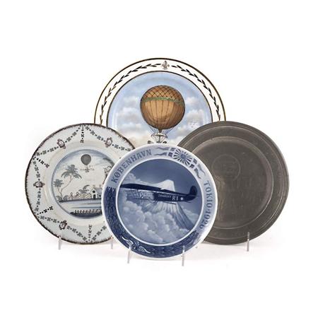 Appraisal: Group of Aviation Theme Porcelain Tin Glazed Earthenware and Pewter