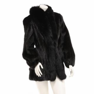 Appraisal: Black Mink Jacket Davellin New York lapel collar hook and