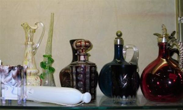 Appraisal: A collection of decorative glassware including Sowerby cranberry various Bohemian