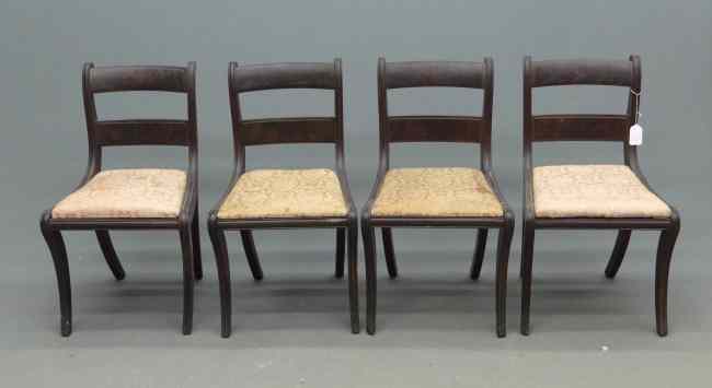 Appraisal: Set of four th c saber leg Klismos type chairs