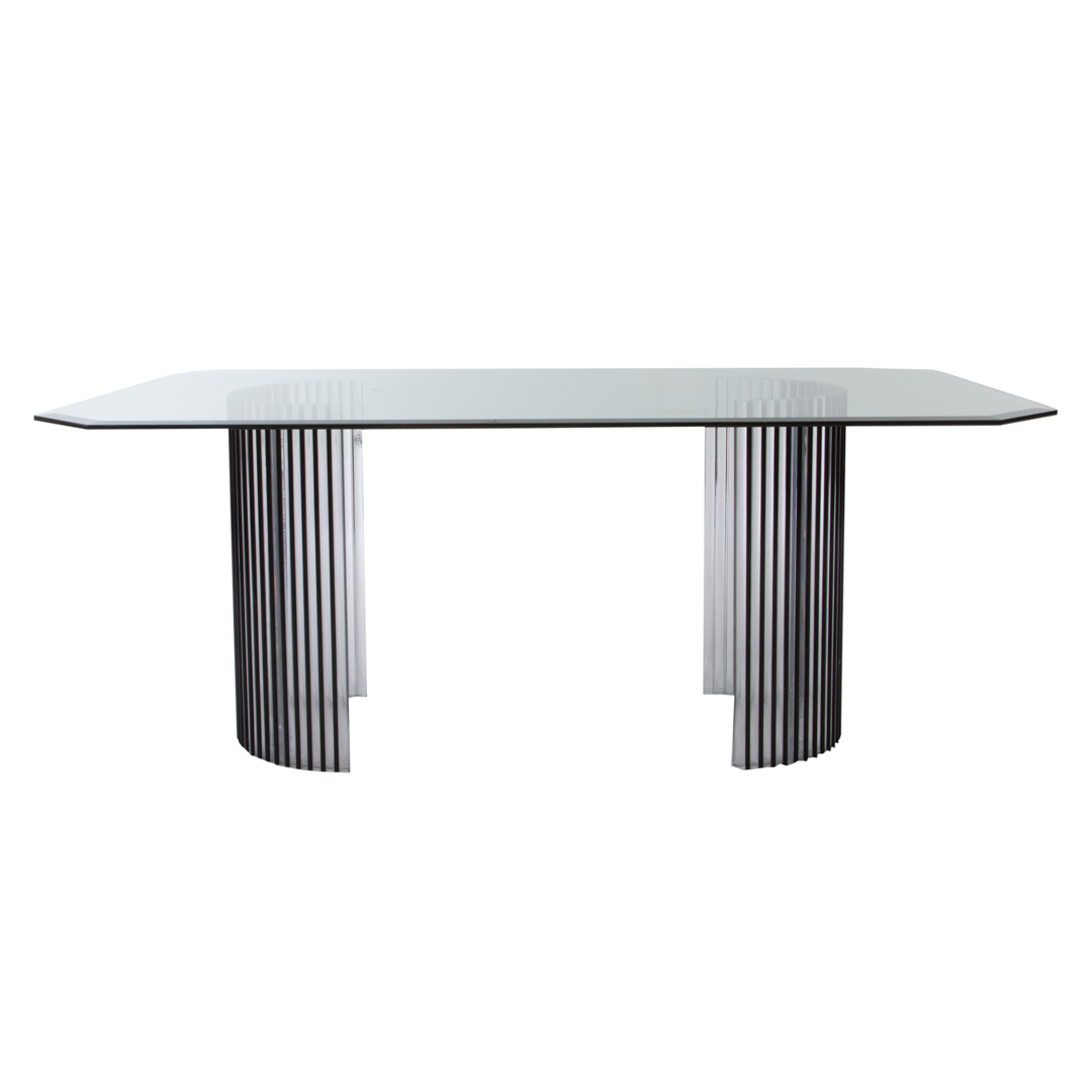 Appraisal: Contemporary glass and lucite dining table th century rectangular beveled