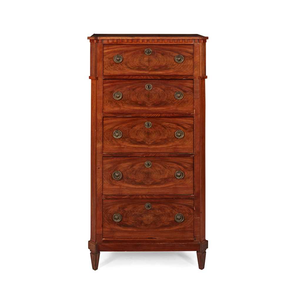 Appraisal: DUTCH NEOCLASSICAL MAHOGANY TALL CHEST OF DRAWERS EARLY TH CENTURY