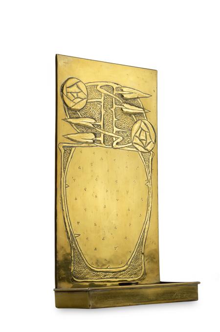 Appraisal: GLASGOW STYLE CANDLE WALL SCONSE CIRCA brass the rectangular back